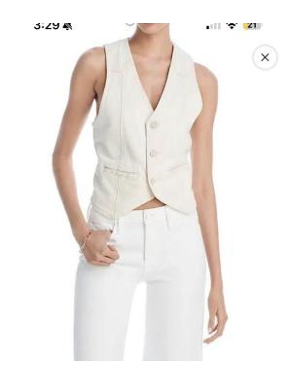 NWT MOTHER Cream Button-Front 3 Button Denim Vest Size Medium